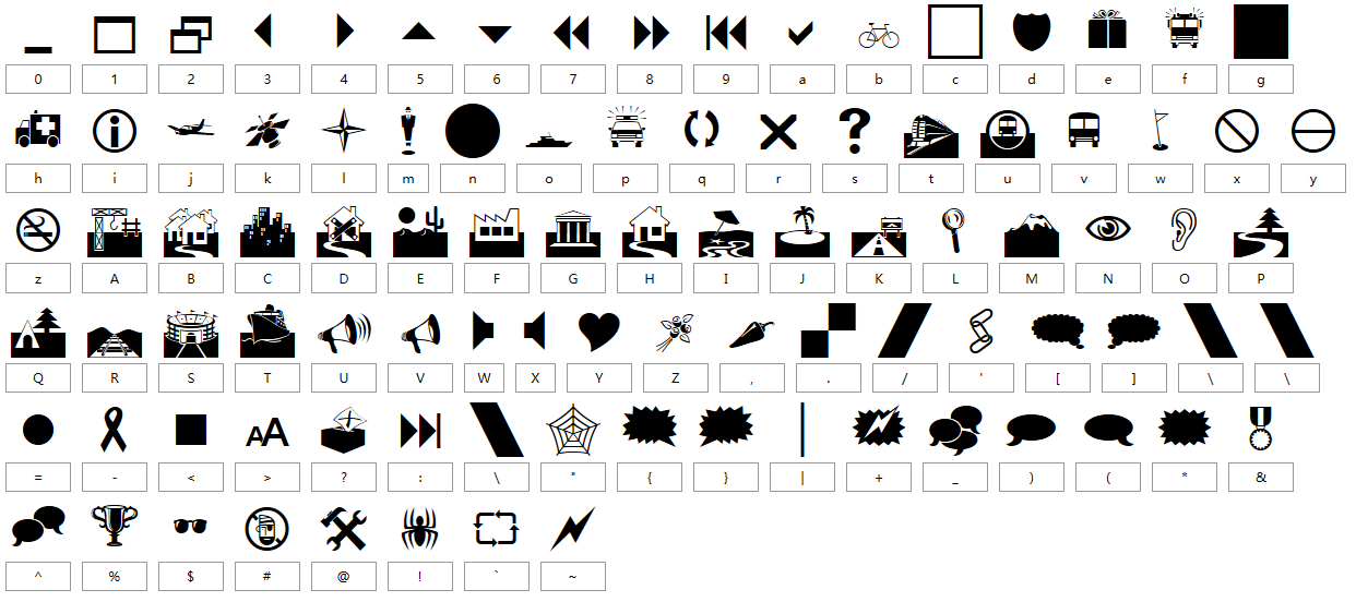 webdings字体,wingdings字体对照表,用css3绘制的各种
