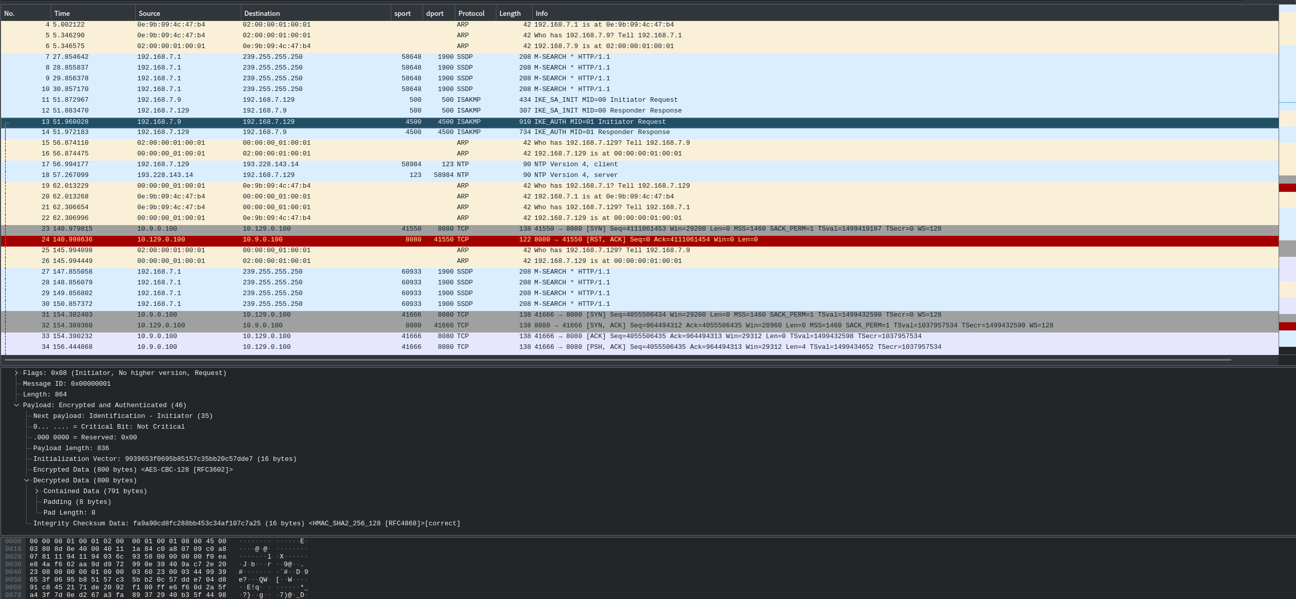 [ipsec][strongswan] 使用wireshark查看strongswan ipsec esp ikev1 ikev2的加密内容