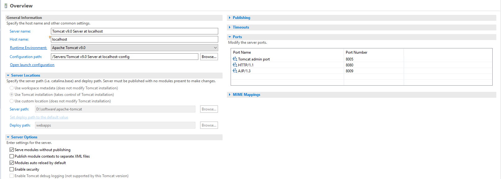 Eclipse Server Configuration