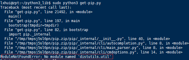 Python3 Installs The Pip Prompt Modulenotfounderror No Module Named Distutils Util 39