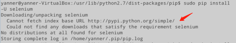 如何解决ubuntu安装selenium时出现错误：Cannot fetch index base URL http://pypi