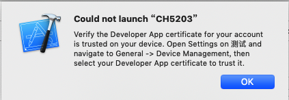 Verify the Developer App certificate for your account is trusted on your device.