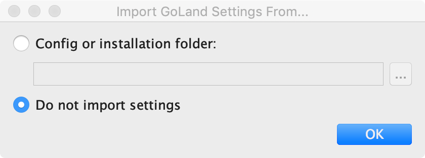 Import GoLand Settings From...
