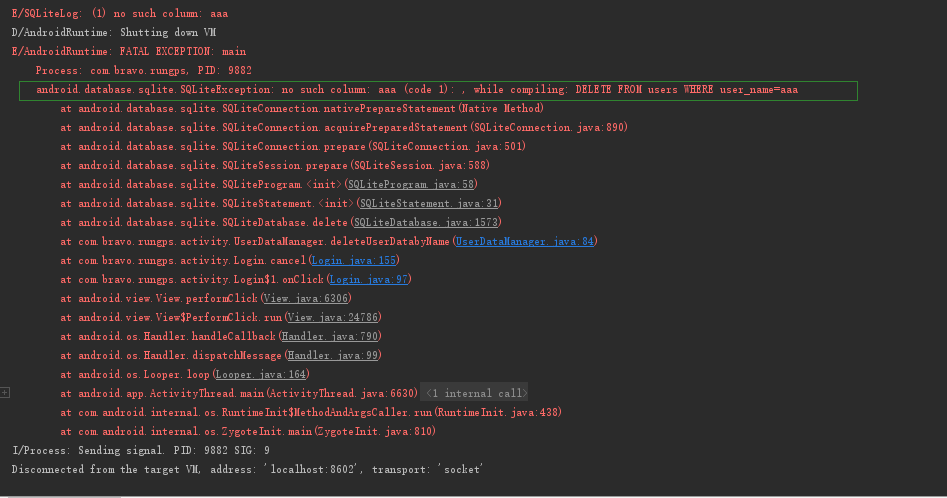 Android Database Sqlite Sqliteexception No Such Column a Code 1 While Compiling Delete From Users Where User Name a解决办法 Rookieboy666 博客园