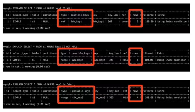 MySQL中 IS NULL、IS NOT NULL、!= 能用上索引吗？ 