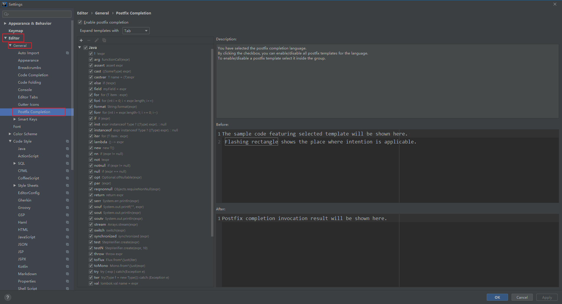 Postfix Completion