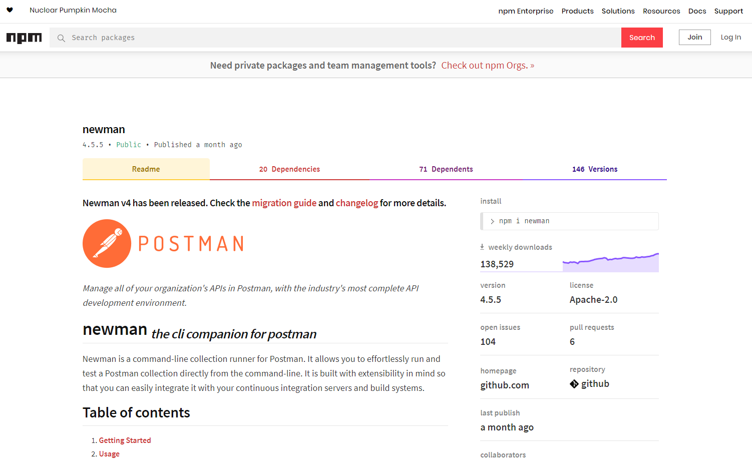 jenkins pipeline node newman postman collection