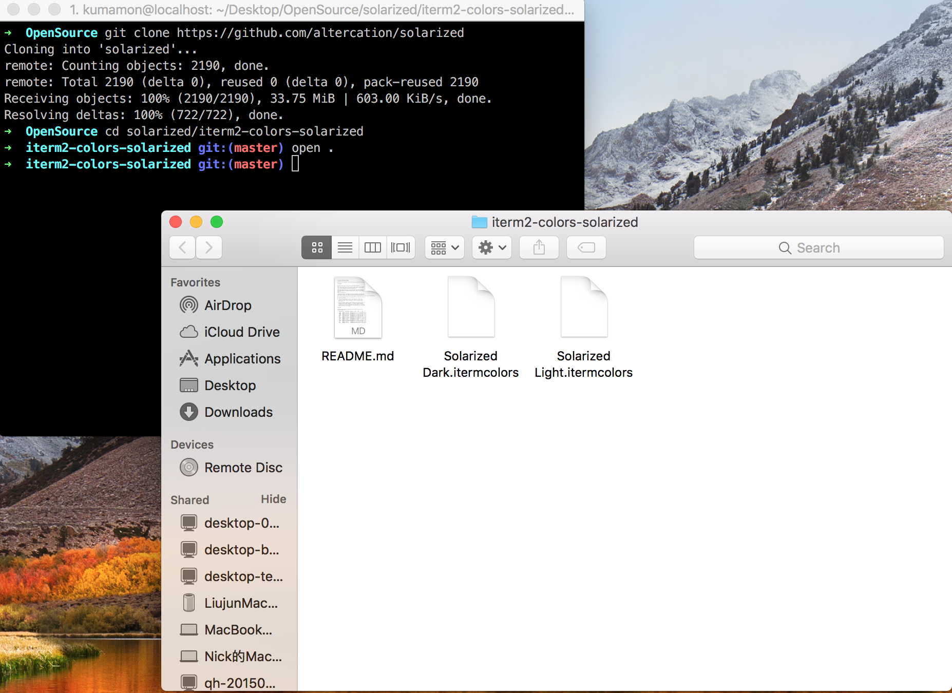 change iterm2 theme