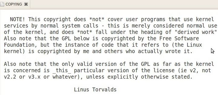 Linus关于系统调用程序与GPL的澄清