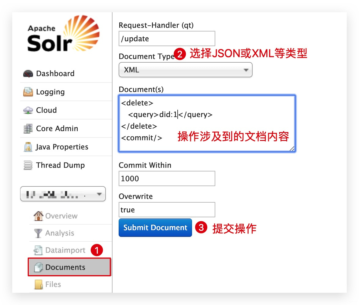 Solr Web操作文檔的步驟