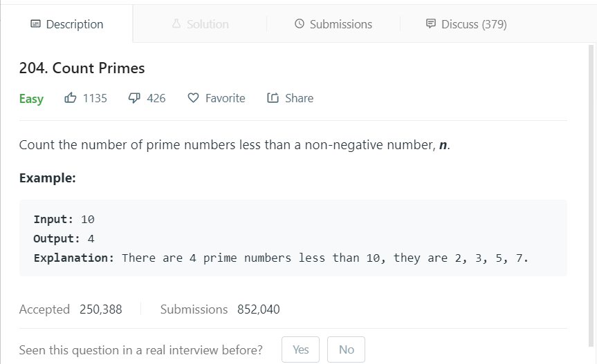 LeetCode -- 204. Count Primes