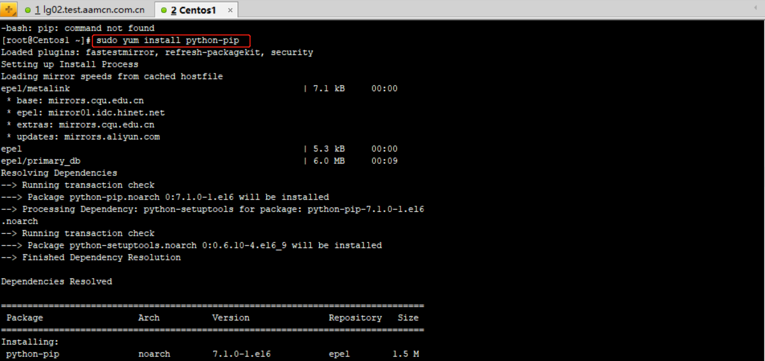 yum install pip