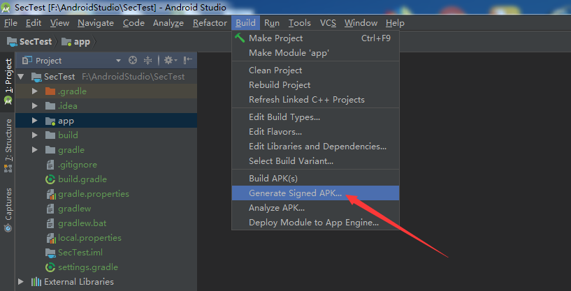 android studio build apk path