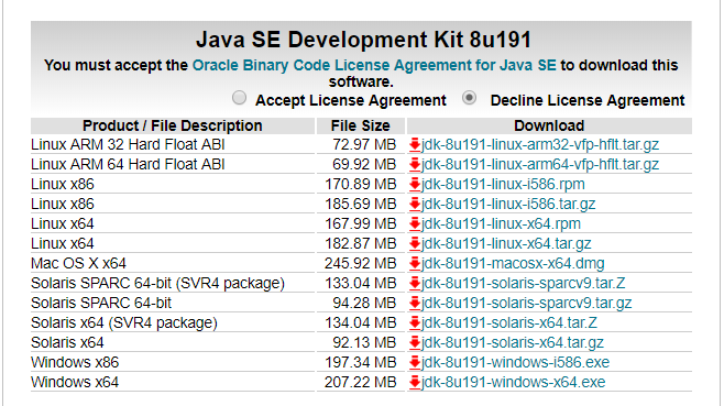 Java SE Development Kit 8u191