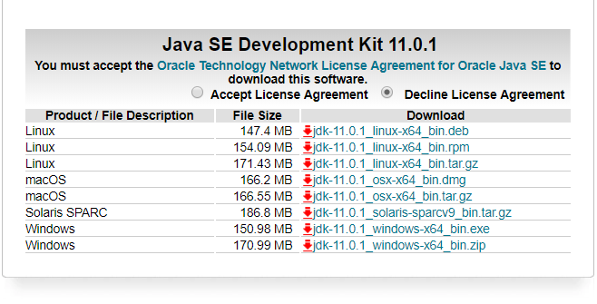 Java SE Development Kit 11.0.1