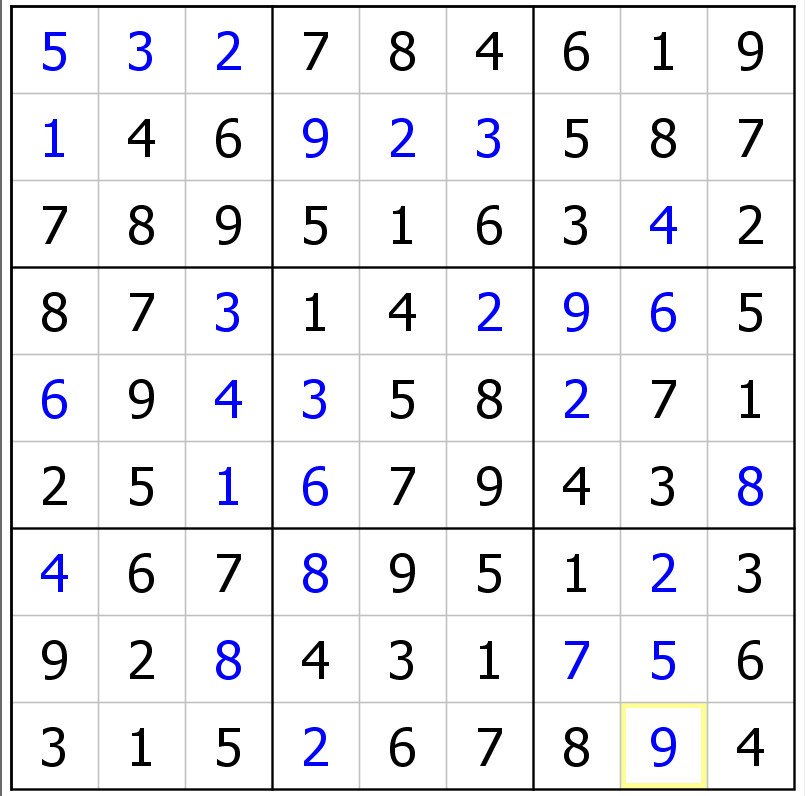 数独挑战之九宫格入门第一题解题思路