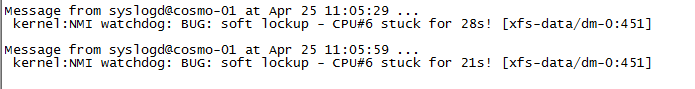 kernel:NMI watchdog: BUG: soft lockup - CPU#6 stuck for 28s! CentOS7linux中内核被锁死