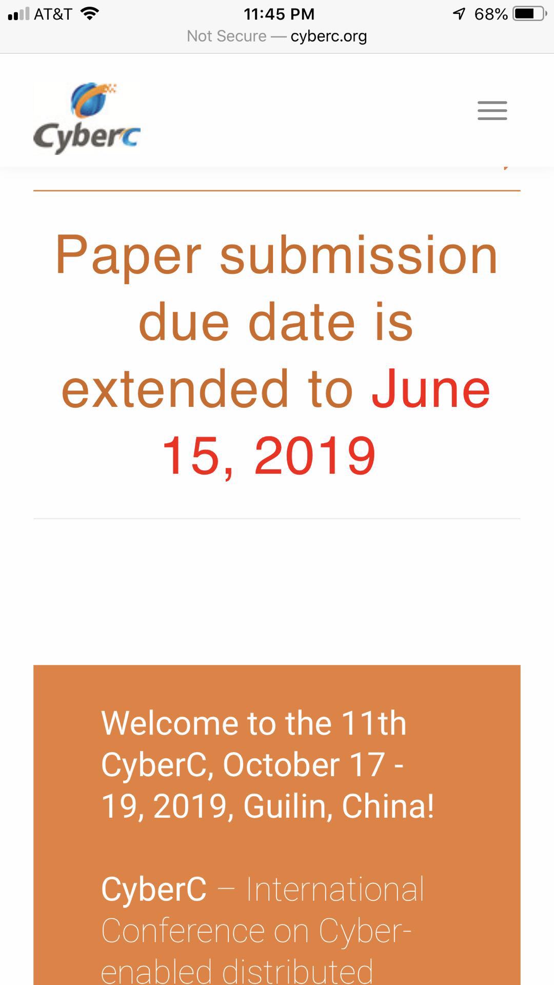 CyberC 2019 征稿 第11届网络分布式计算与知识发现国际会议 已经延期到6月15日