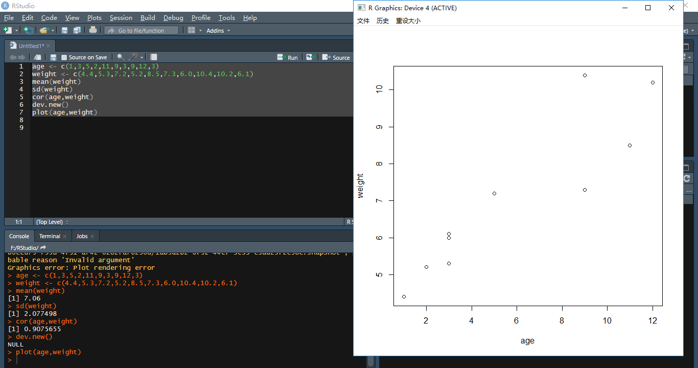 Rstudio调用plot()函数时，出现错误的处理方法