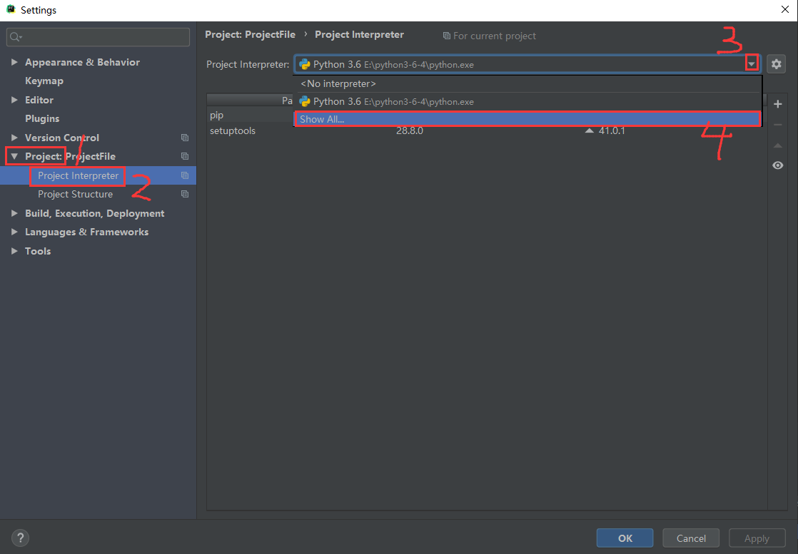 Change configuration settings pycharm