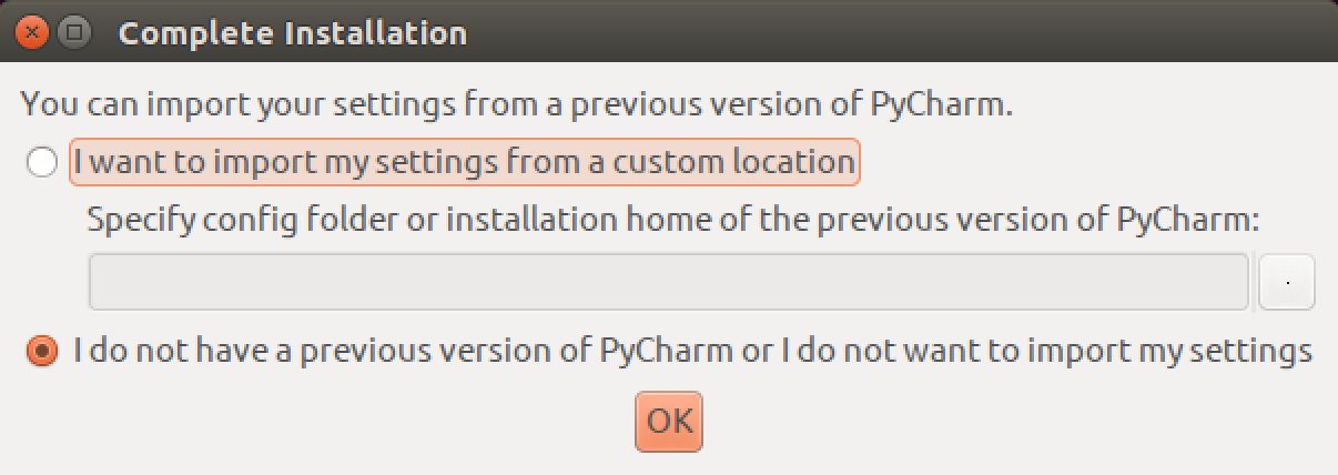 001_PyCharm import configuration information -w603
