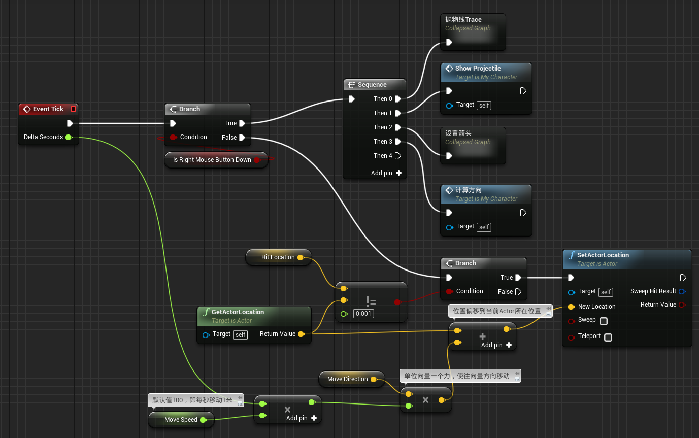 [UE4]快速移动，给单位向量加一个力