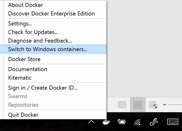 Switch to windows container