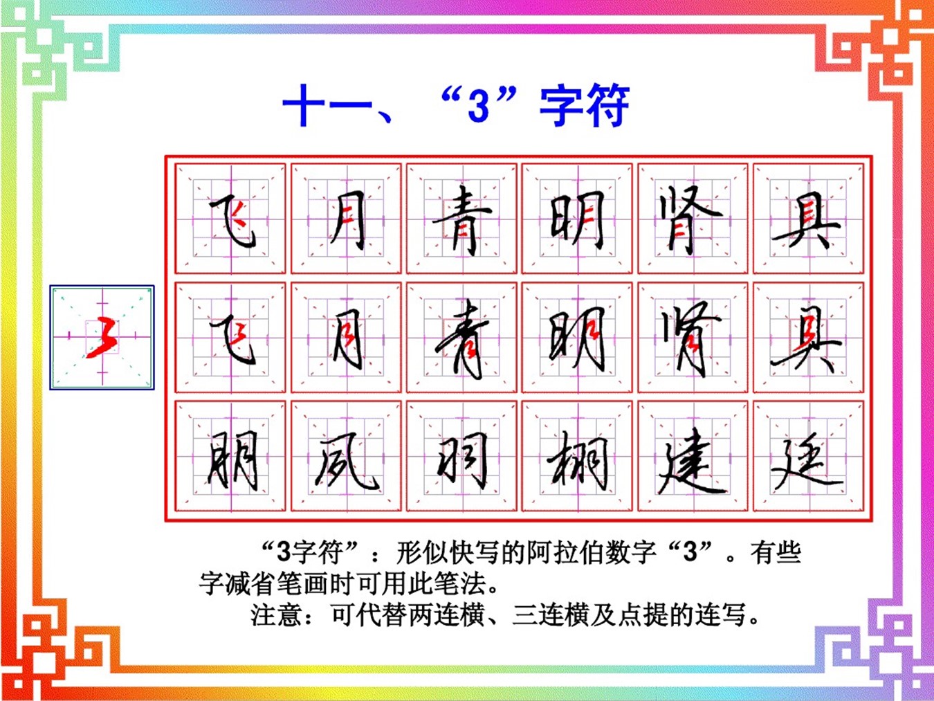 行书基本笔画连笔书写十八法