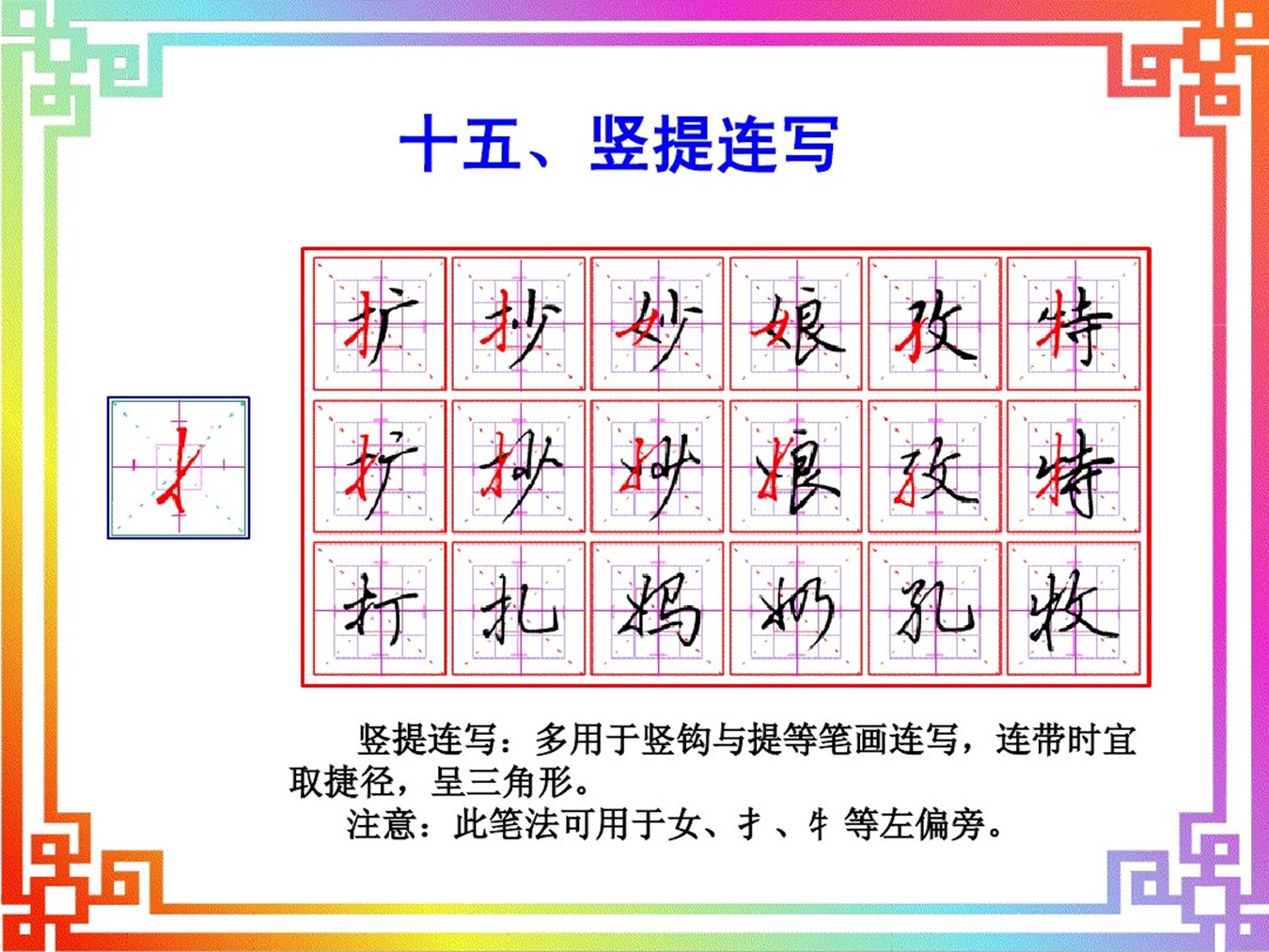 行楷连笔十八法笔画图片