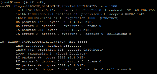 ifconfig 查看网卡配置详情