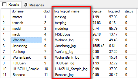 SQL Server中怎么查看每个数据库的日志大小