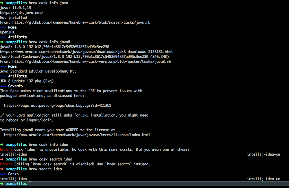 brew cask java versions
