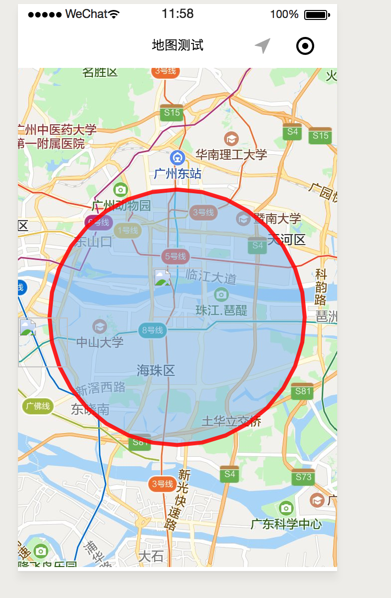 微信小程序map地图画圆圈效果