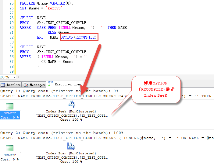 option recompile sql server