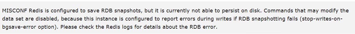 redis连接错误3种解决方案System Error MISCONF Redis is configured to save RDB snapshots