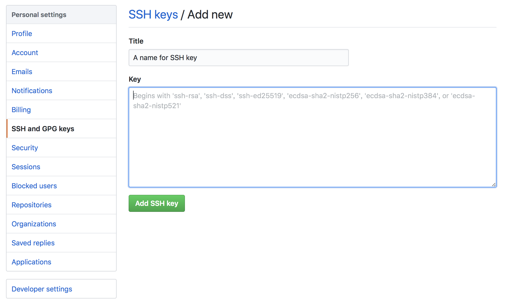 Add SSH key
