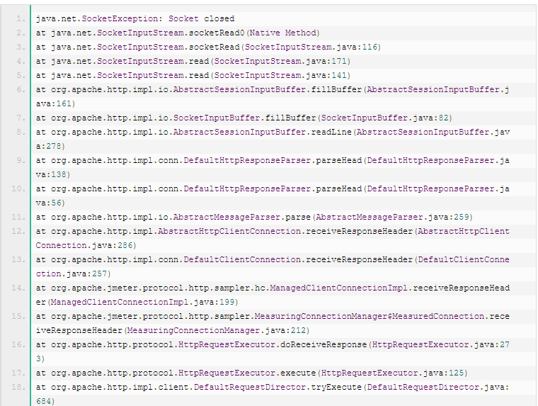 JMeter java .SocketException Socket closed